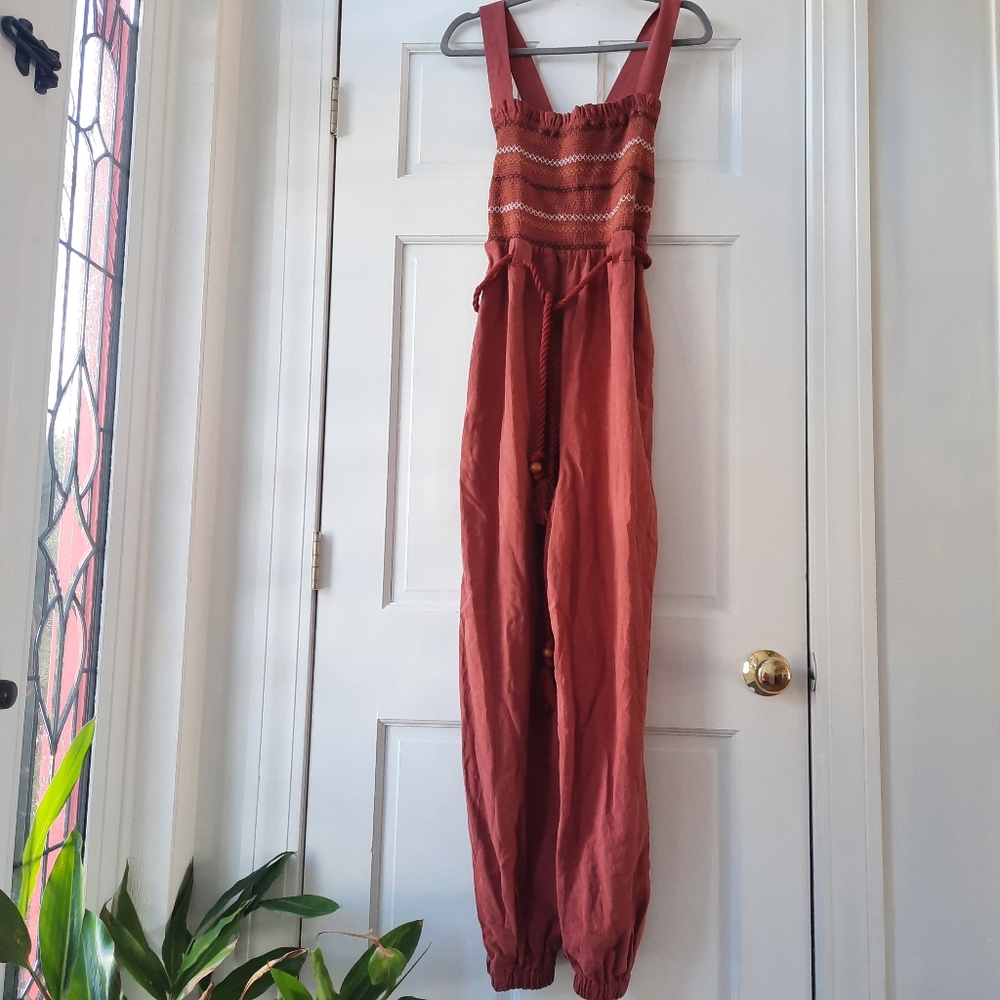 Free People Sienna Smocked Jumpsuit NWT Size Small - Picture 5 of 9
